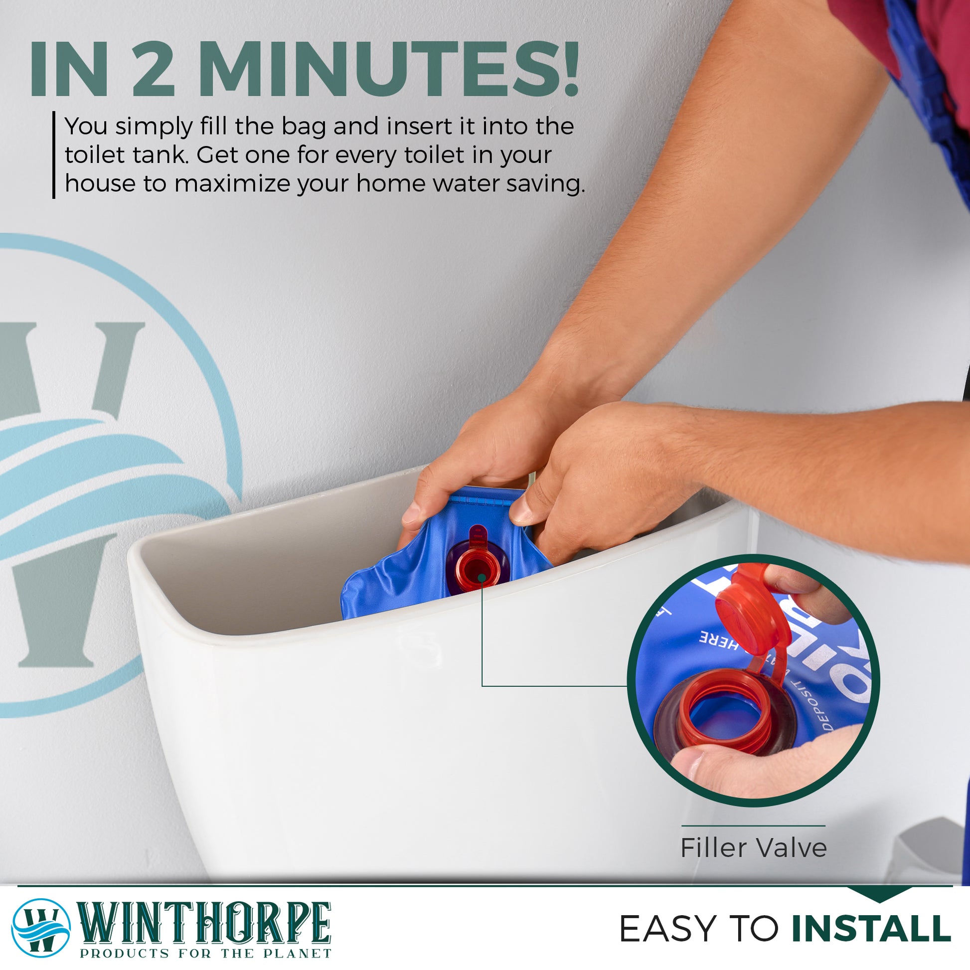 Easy Installation Water Displacement Bag for Toilet