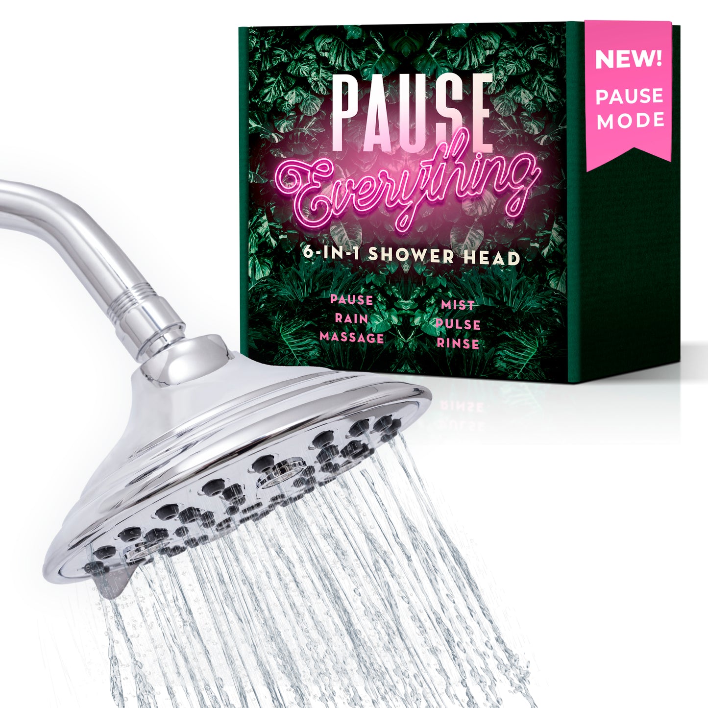 Pause Everything Shower Head - High Pressure and Low Flow
