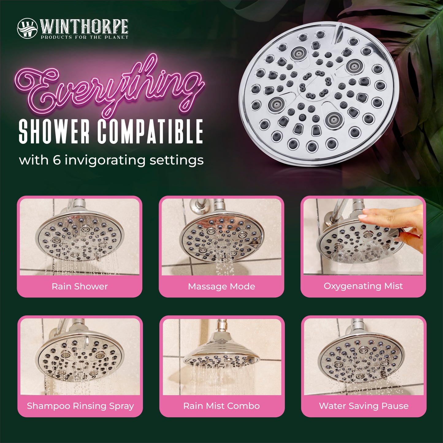 Pause Everything Shower Head - High Pressure and Low Flow