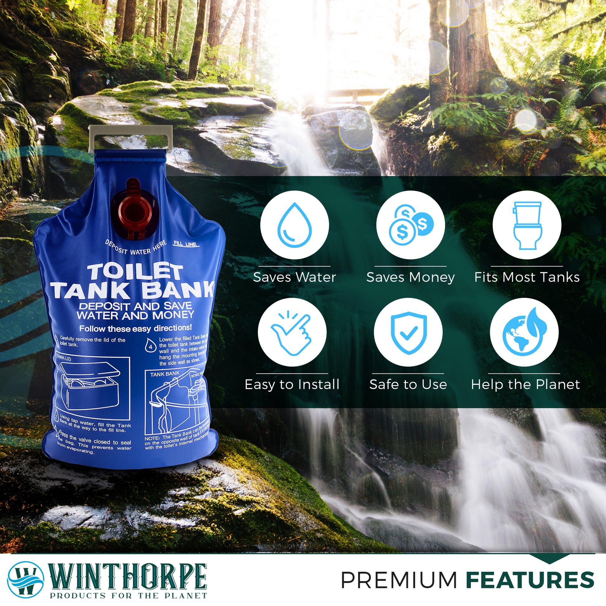 Toilet Tank Bank Water Saving Flush Brick Bottle Alternative